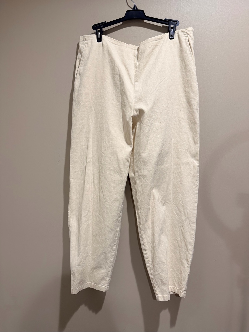 Eileen Fisher Organic Cotton Hemp Tapered Pants Cream Large